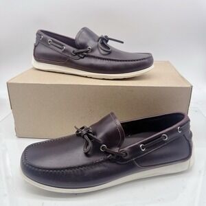Salvatore Ferragamo Marlin Mens Boat Shoes Loafers Brown Leather Slip On US 7.5